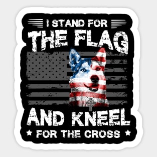 Siberian Husky Dog Stand For The Flag Kneel For Fallen Sticker